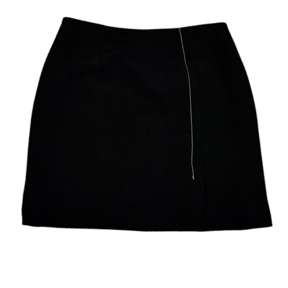Steps Faux wrap mini skirt detail Dark academia Office Siren sz M 40 classy noir